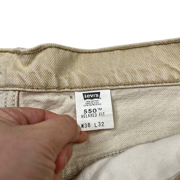 Levi’s Vintage 90s 550 Relaxed Fit Jeans FLAW USA Light Tan Mens 38x32 - Picture 6 of 7